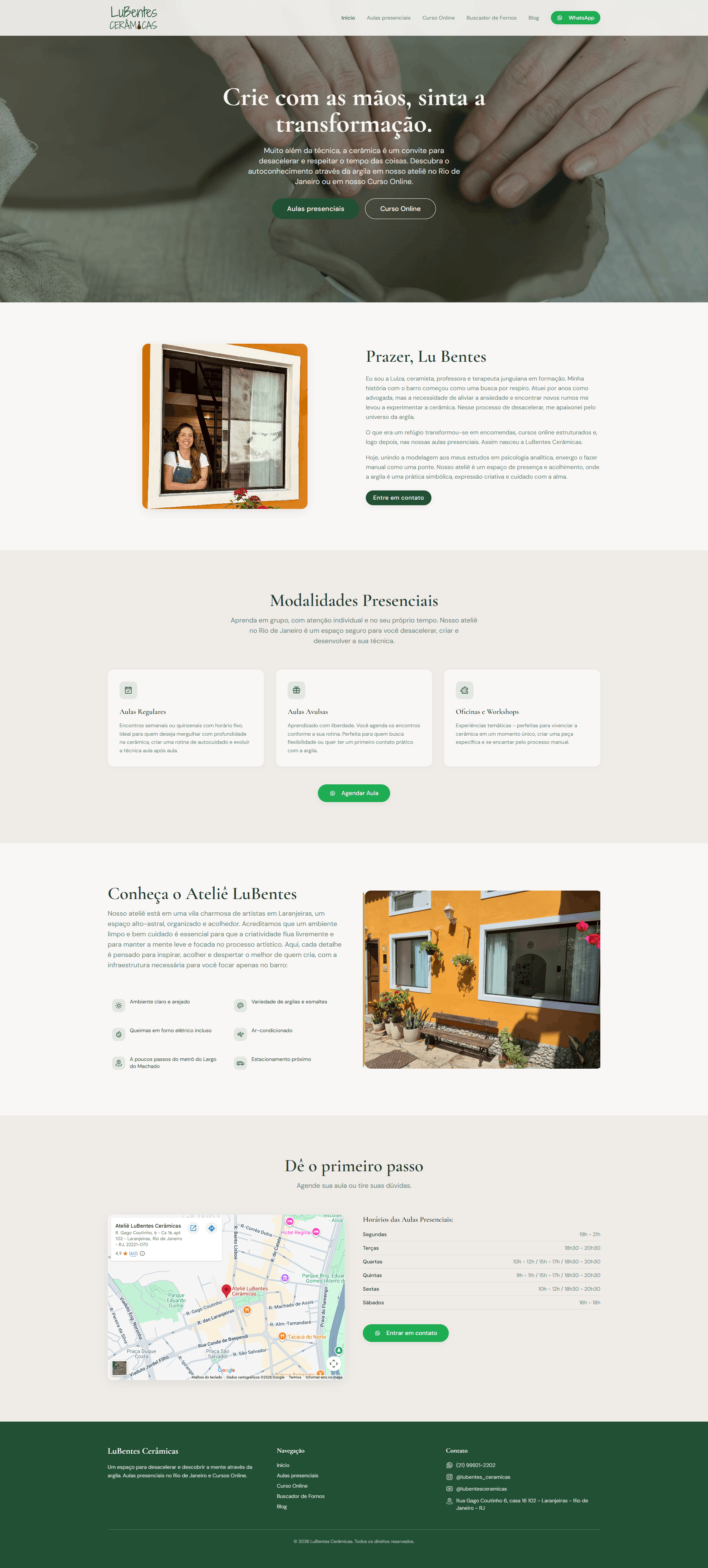 Modelo desktop de site para Ateliê de Cerâmica