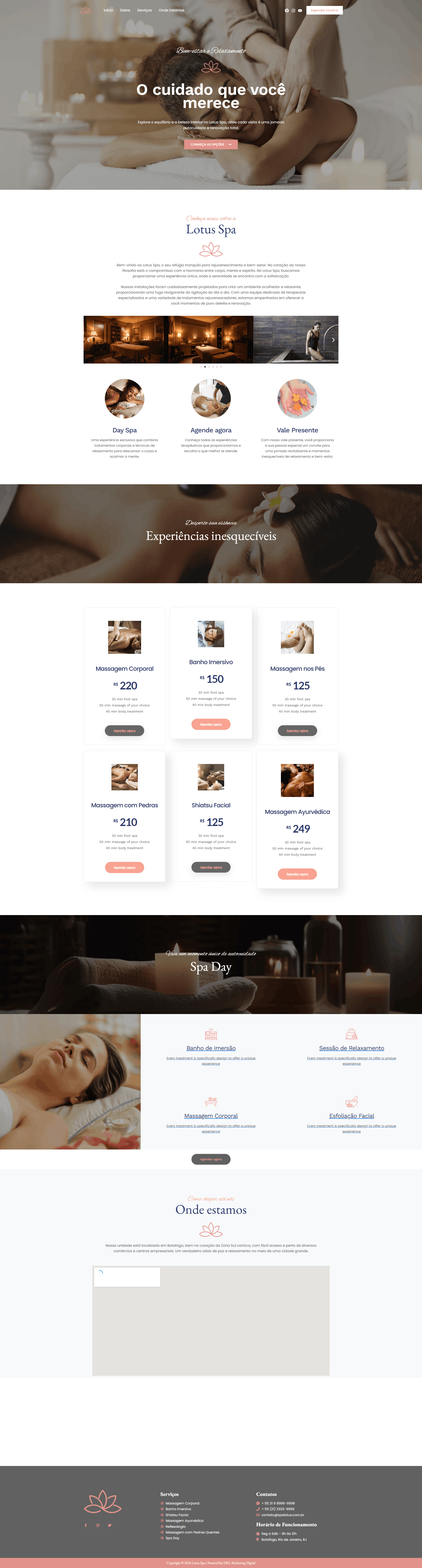 Modelo desktop de site para Spa e Beleza